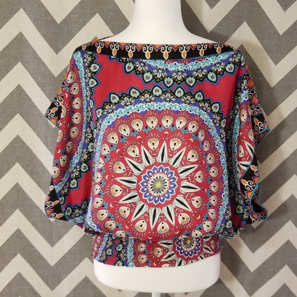 Rampage Tops - Rampage boatneck pattered dolman blouse size L